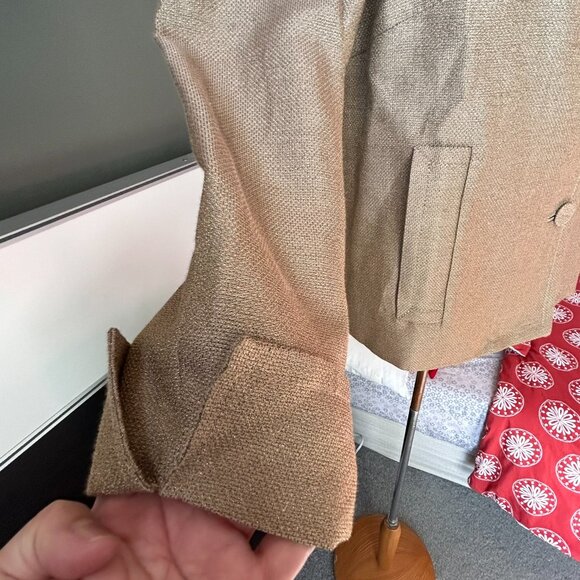 Talbots Linen Blend Metallic Golden “Jackie” Fit Blazer Retro NWOT US 8 - 1H1935 - Picture 5 of 6
